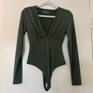 Abercrombie & Fitch Soft Olive Bodysuit Deep Neck